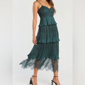 Lulus Tiered Lace Midi Dress